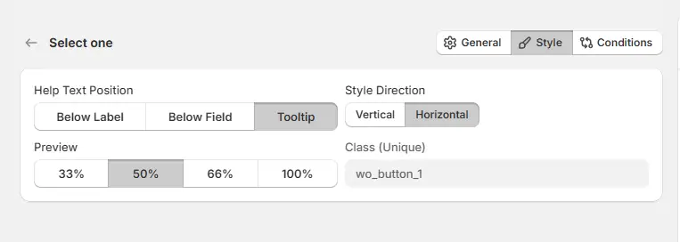 Button Option Style Tab