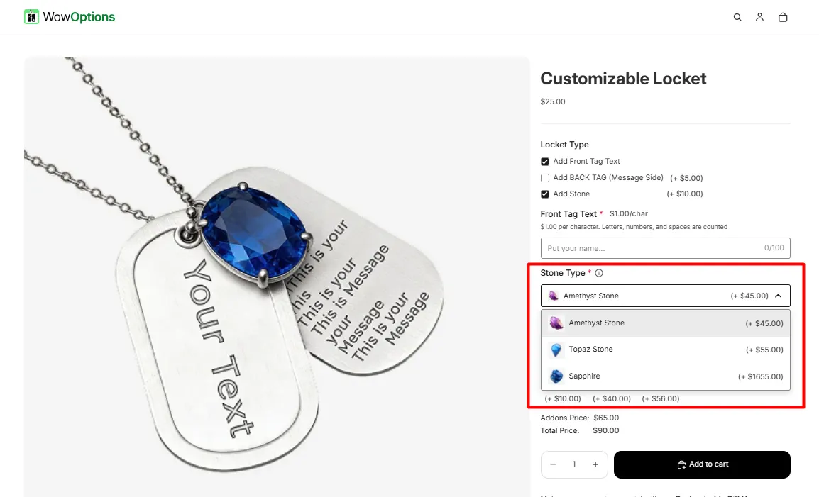 Dropdown Option Example