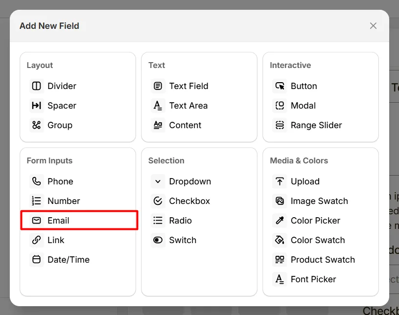 Select Email Option