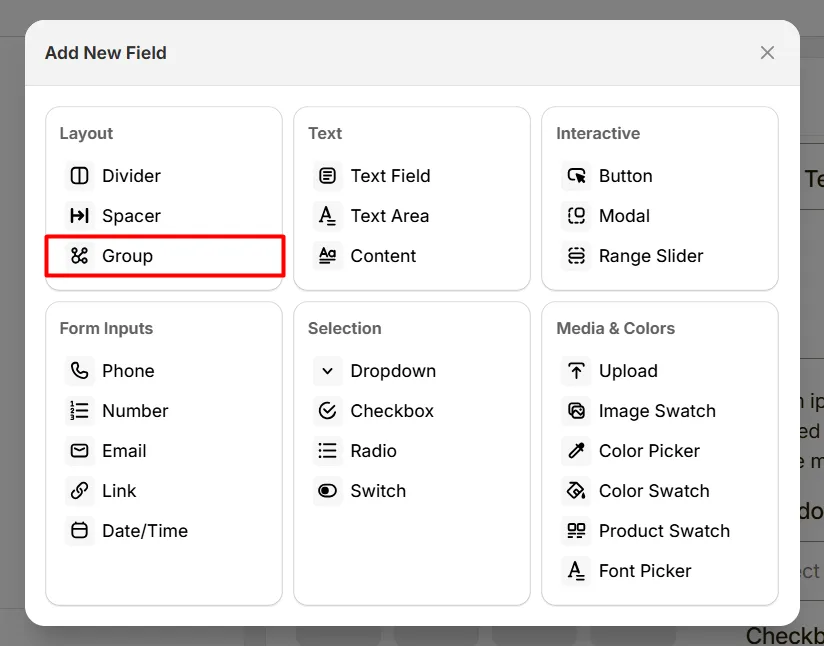 Select Group Option