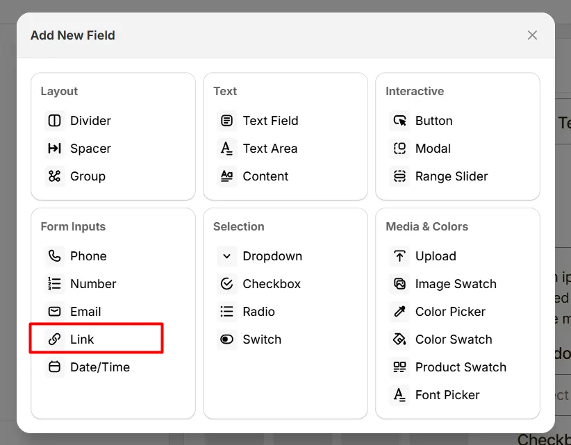 Select Link Option