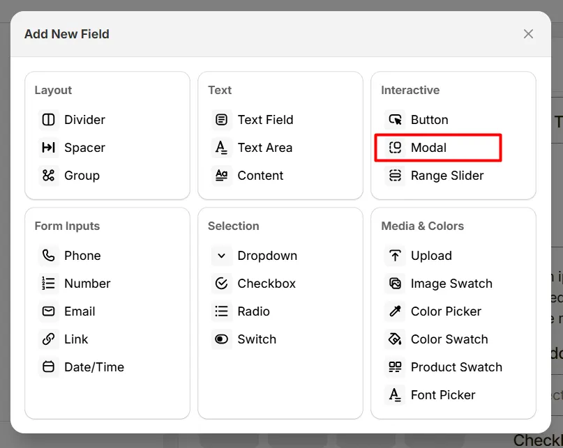 Select Modal Option