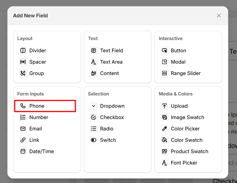 Select Phone Option