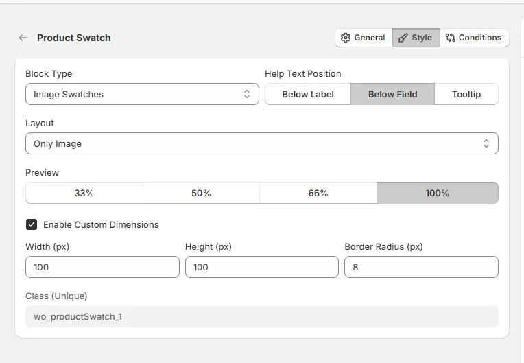 Product Swatch Option Style Tab