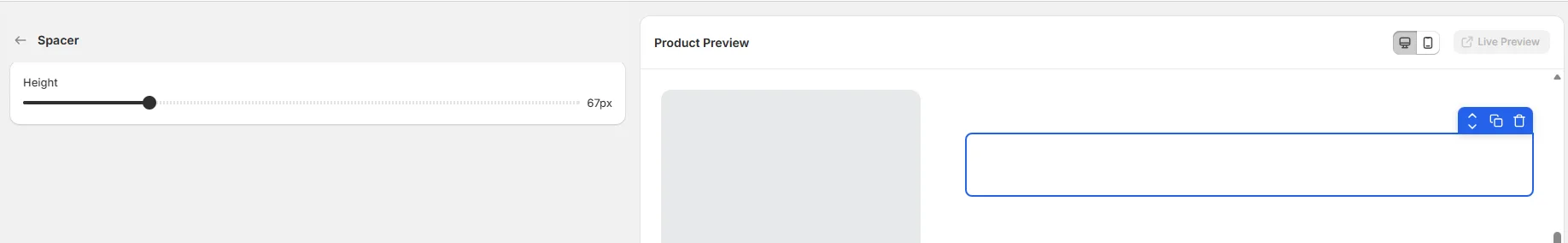 General Settings for Spacer Option