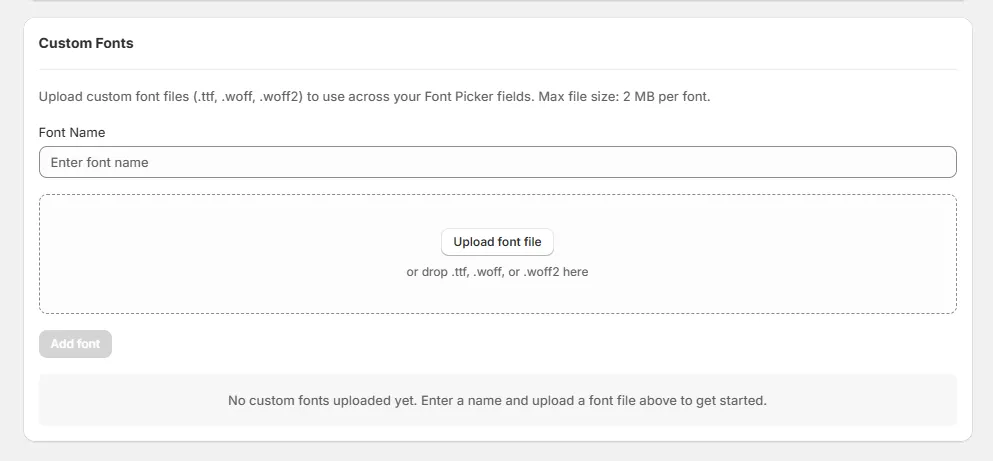 Custom Fonts Upload in WowOptions