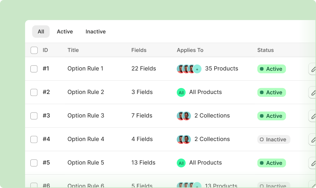 Unlimited Option Sets